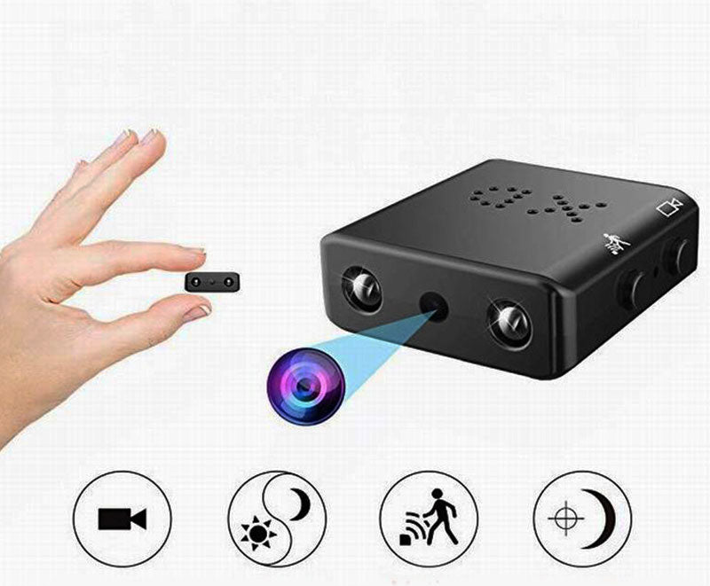 Small 1080P spy camera, perfect for home surveillance with night vision and wireless connectivity.