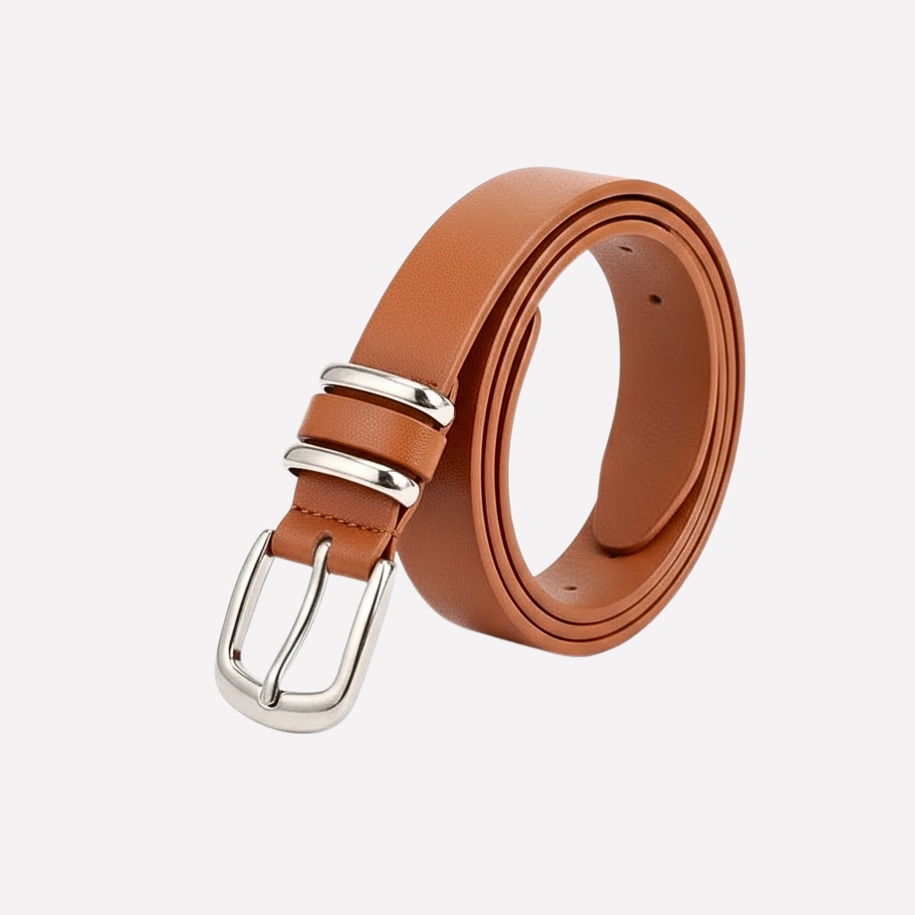 Adjustable women's faux leather belts. Practical waist belt set with sleek gold buckles for comfort.
