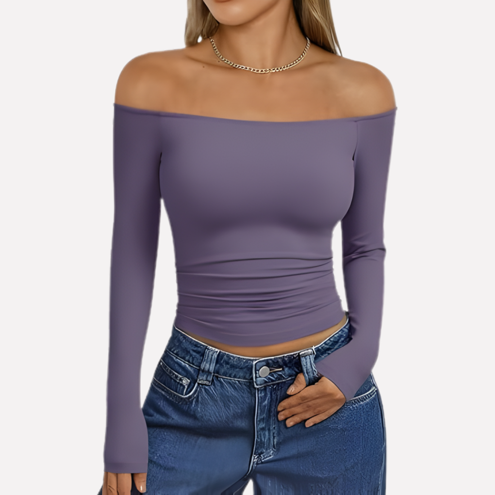 Make a statement with this chic women's off-shoulder long sleeve top, ideal for stylish casual wear.