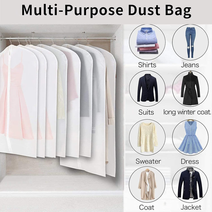 Keep clothes visible & protected with 12 clear dustproof garment bags for efficient storage.