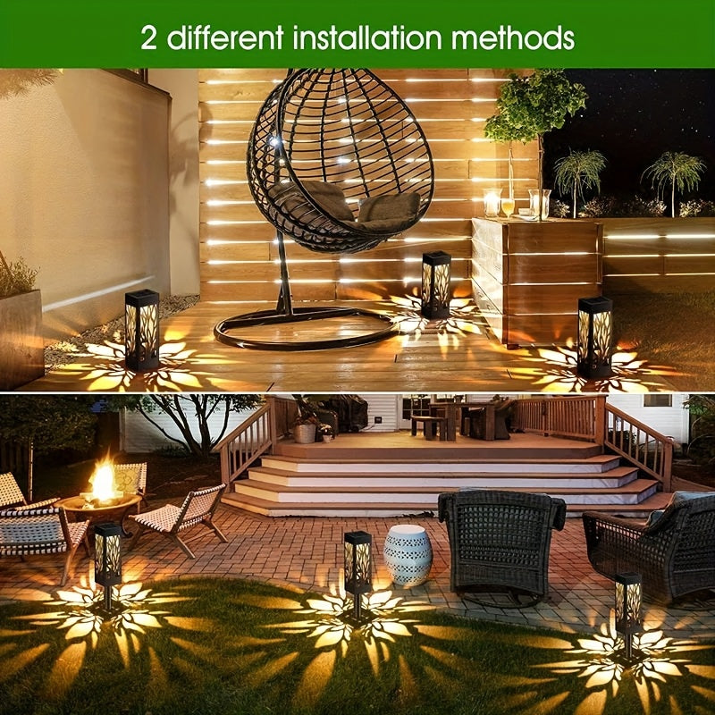 Versatile 8-pack solar motion sensor lights for garden, landscape, and outdoor decor, bright LED illumination.