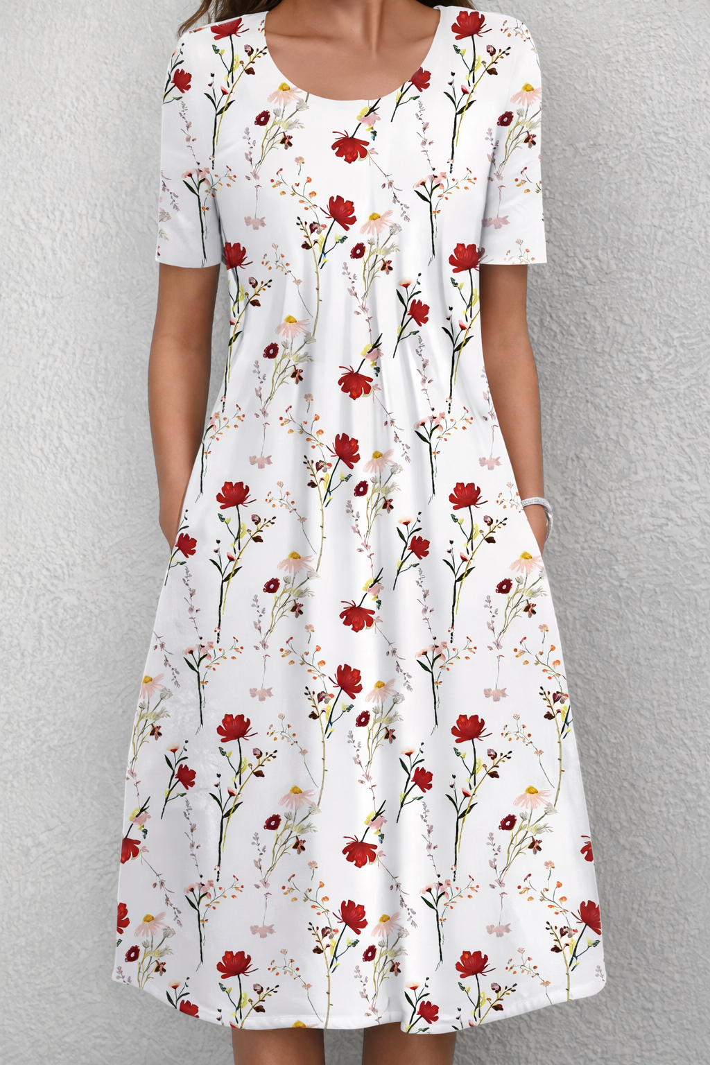 Women's Elegant Floral Midi Dress