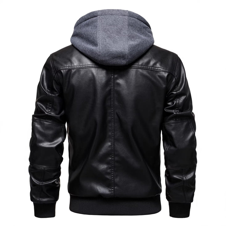 Men's Black Detachable Hood Jacket