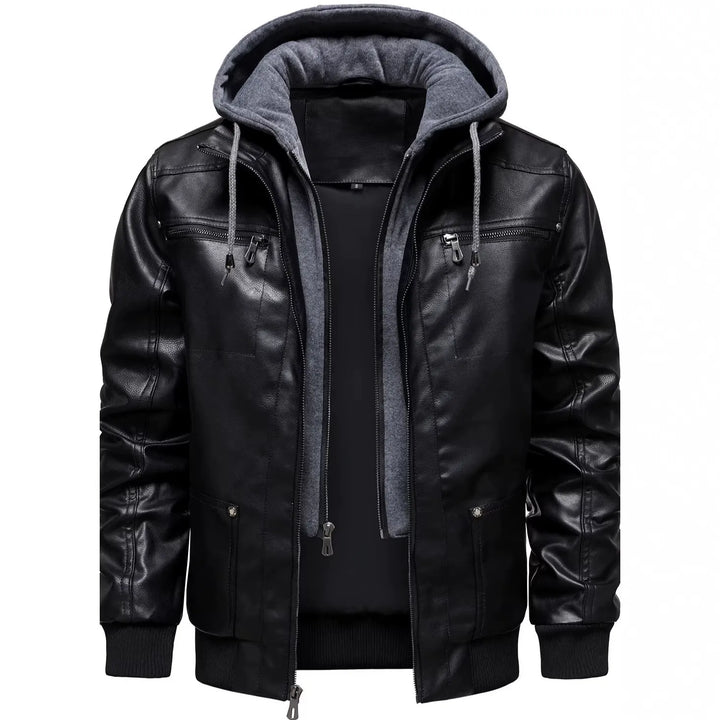Men's Black Detachable Hood Jacket