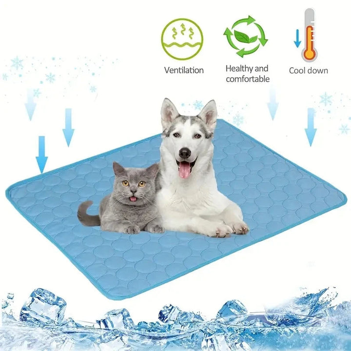 Self-Cooling Pet Mat for dogs & cats, providing heat relief during summer. Ideal washable dog cooling pad.