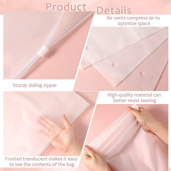 A hanger inside a frosted garment bag, showcasing its use as a protective garment sleeve.