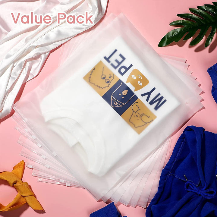 Frosted plastic garment sleeves, 20-pack, with durable zipper for home organization and travel packing.