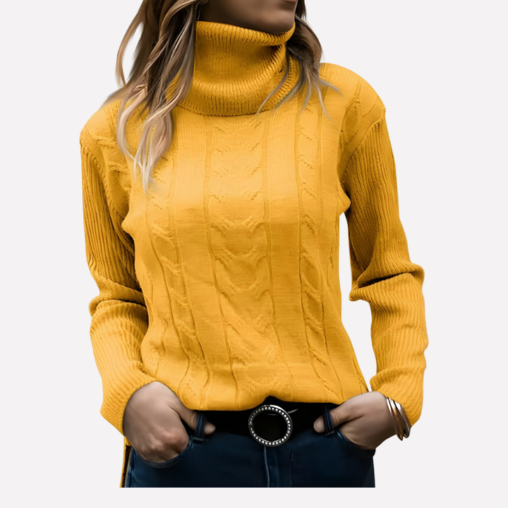 Everyday cozy pullover sweater for women, featuring a comfortable turtleneck.