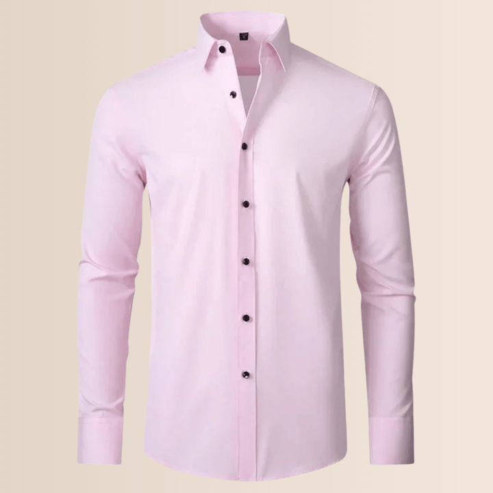 Regular fit men's stretch business shirt, professional office wear, non-iron for a sharp formal look.