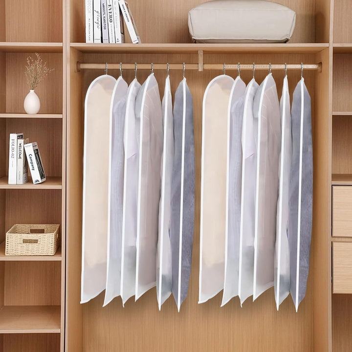 24 clear PEVA garment bags for wrinkle-free clothing storage, ideal for home and travel.