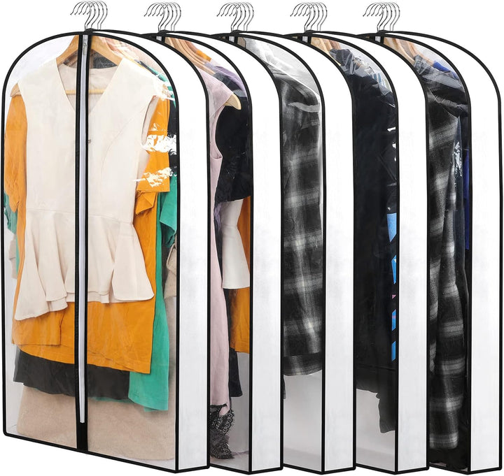 Clear PEVA clothing storage bags (24-pack) for efficient wardrobe organization and garment care.