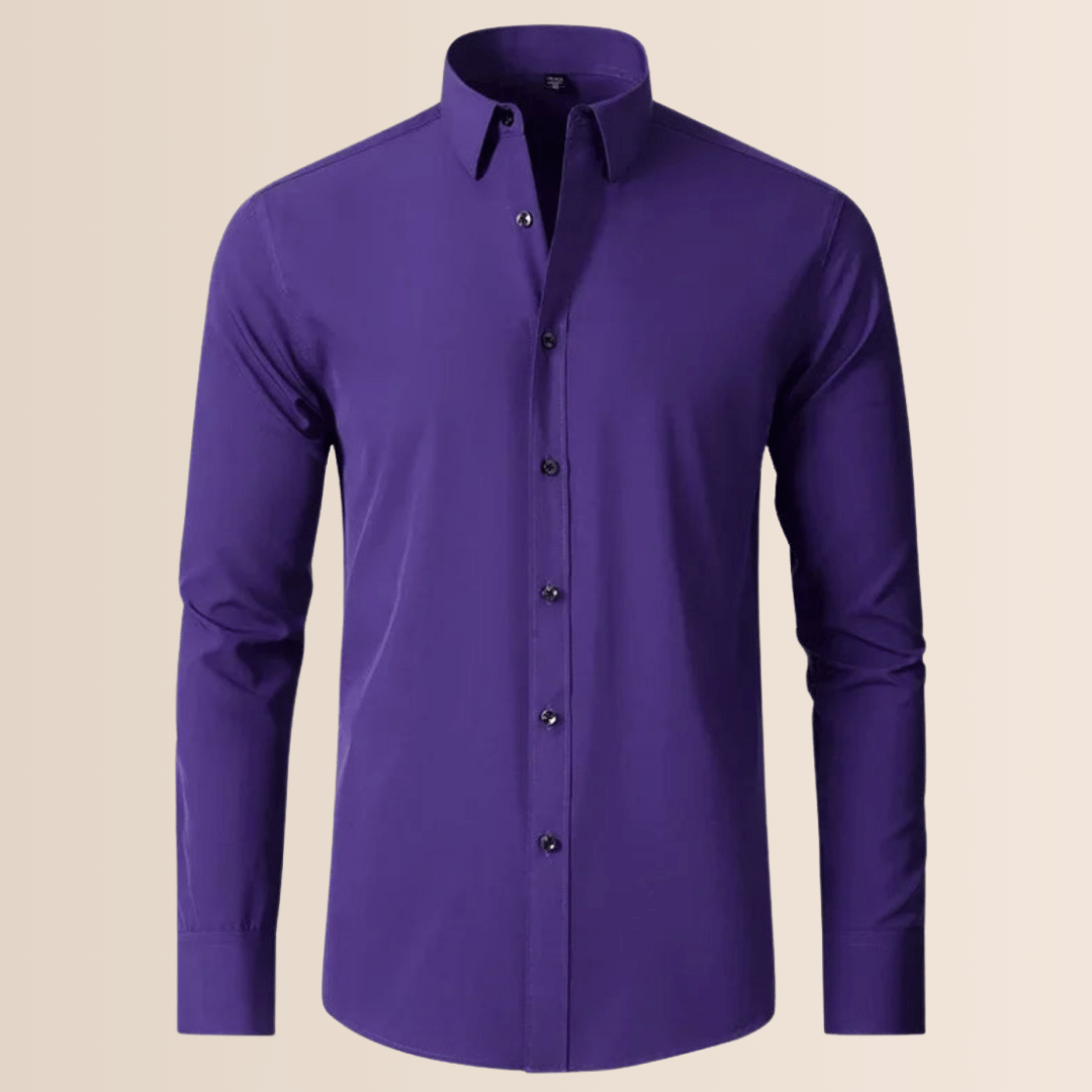 Easy-care men's non-iron stretch business shirt, regular fit, professional dress shirt for busy days.