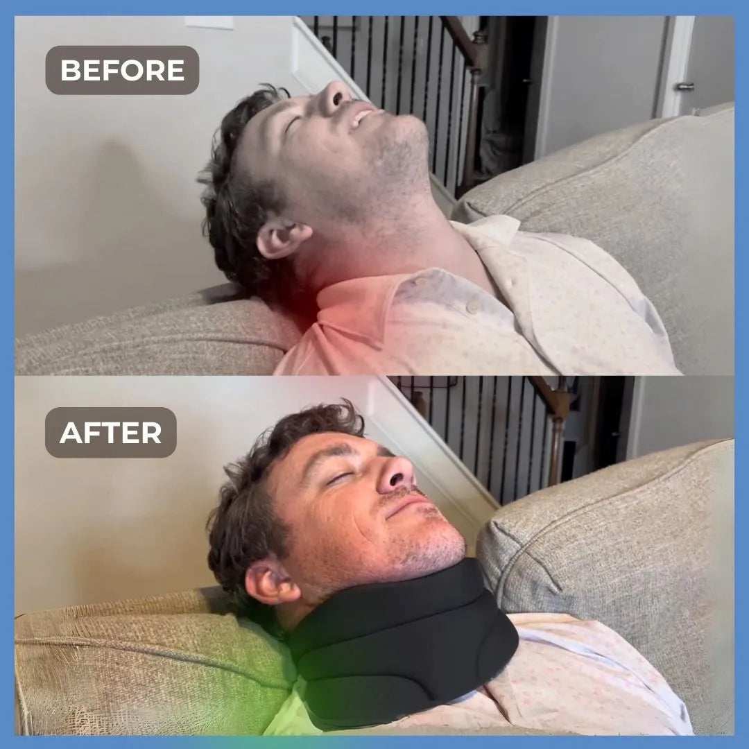 Ergonomic pillow designed for neck & back support, providing snore-free, restful sleep comfort for all sleeping positions.