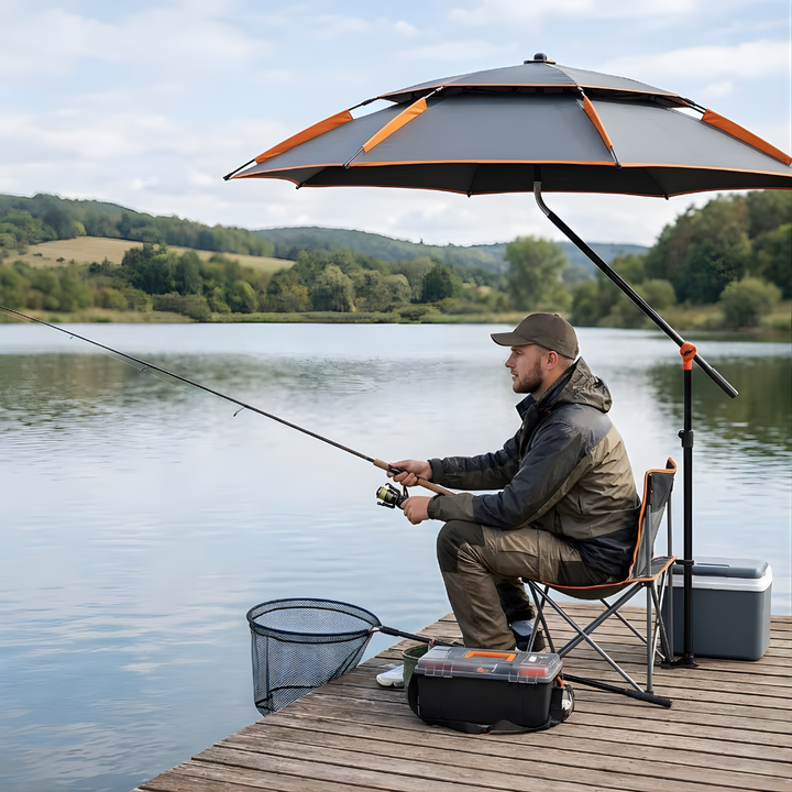 Unisex outdoor fishing umbrella for ultimate sun & rain protection. A portable beach accessory & angler gear.