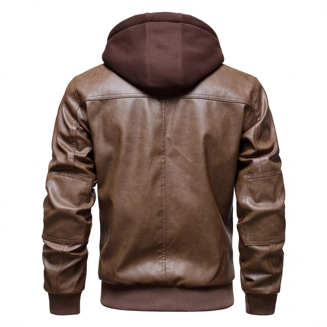 Men's Black Detachable Hood Jacket