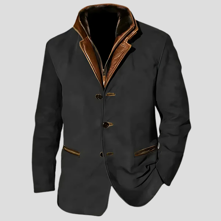 Stylish men's lightweight retro jacket for spring/autumn. Features a contrast collar for a unique, smart casual look.