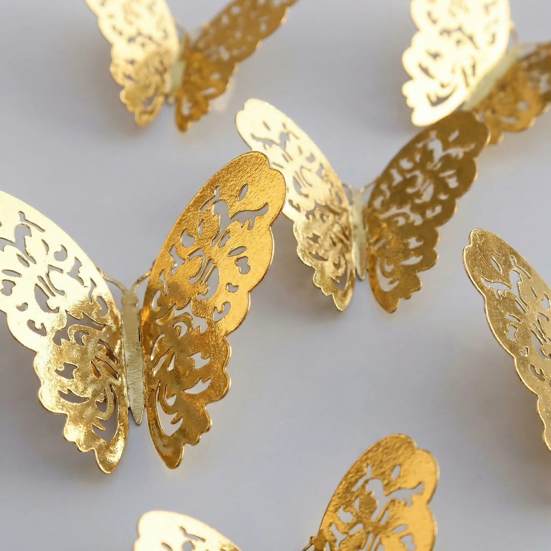 Silver 3D butterflies for stylish wall decor. Easy install & removable home accent stickers for any room.