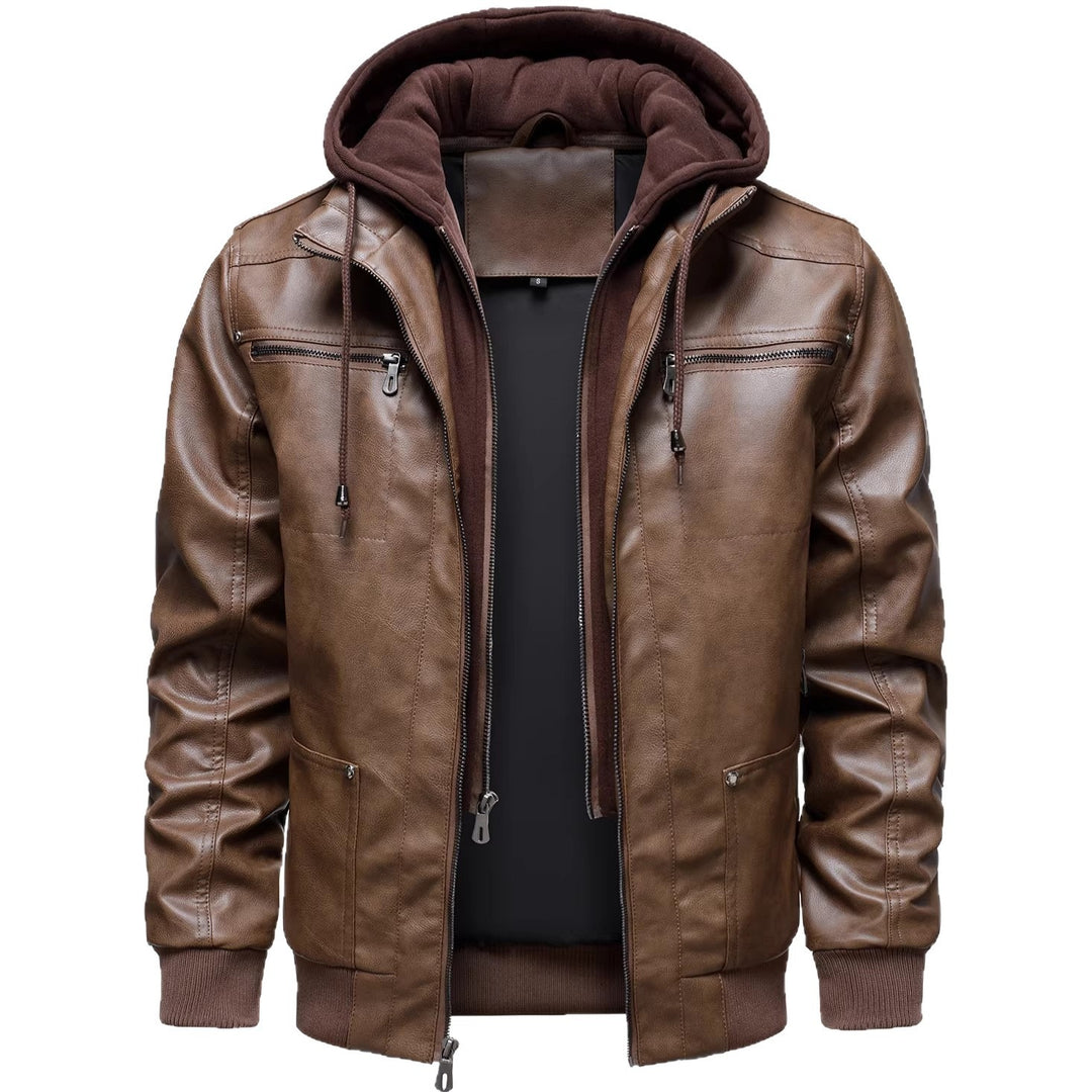Men's Black Detachable Hood Jacket