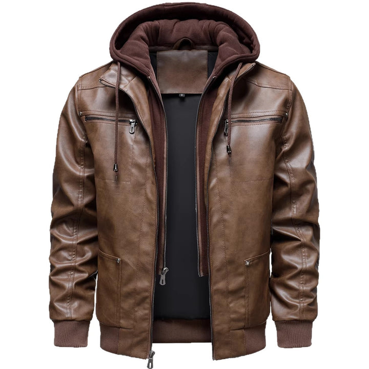 Men's Black Detachable Hood Jacket