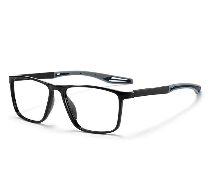 Modern unisex rectangular reading glasses with lightweight plastic frames, anti-blue light for screen protection and comfort.