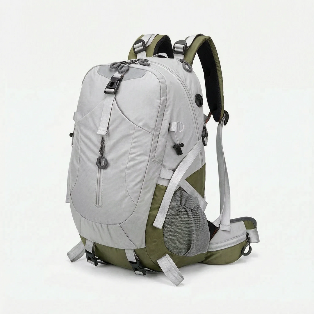 Side view of a spacious 11 Gallon hiking backpack, perfect for organizing gear for camping and travel.