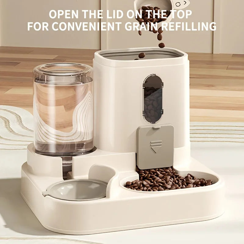 Tavvitaimp18 automatic pet feeder & water dispenser for cats & dogs, ensuring consistent food & water supply.