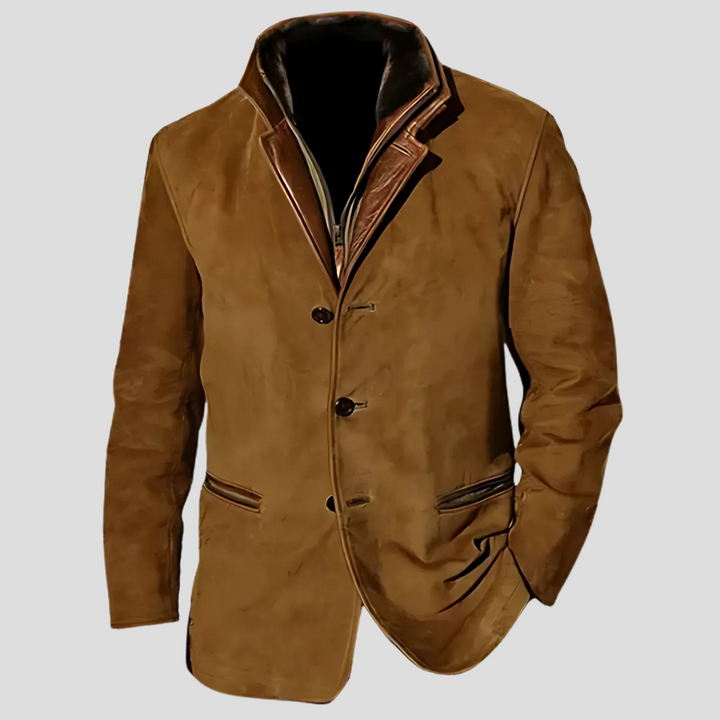 Lightweight men's retro jacket with contrast collar. Stylish outerwear, great for smart casual, spring & autumn fashion.