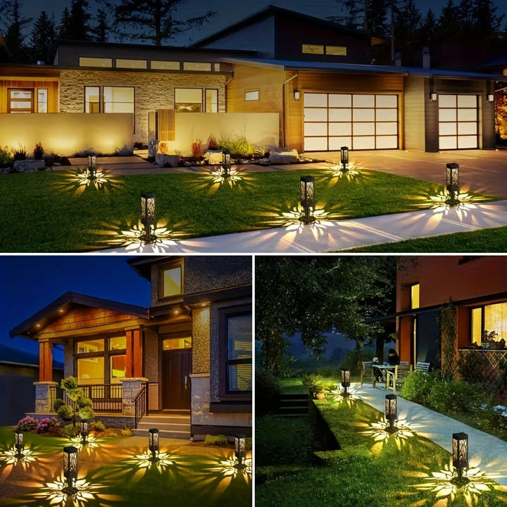 Easy-install 8-pack solar LED garden lights, waterproof with motion sensors, for brilliant landscape lighting.