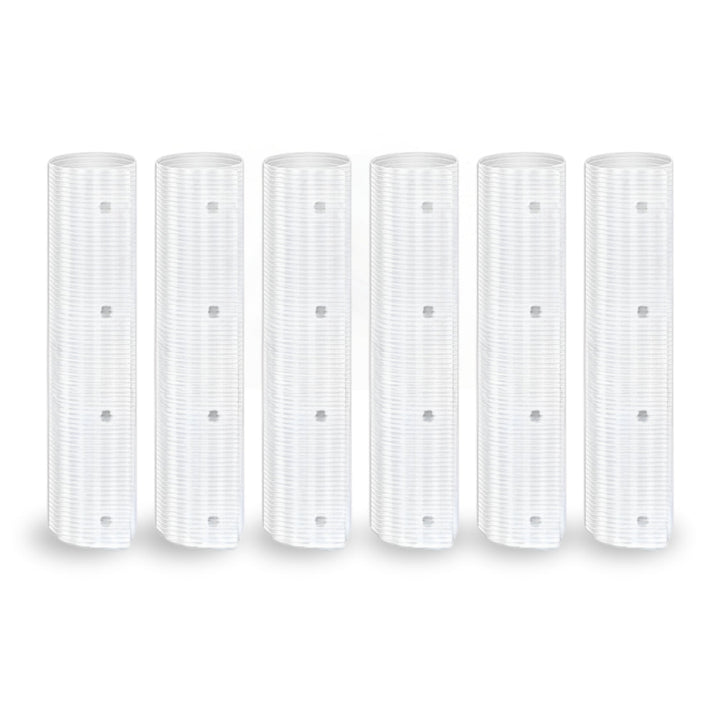 6-pack of clear plastic squirrel baffles, protecting trees & bird feeders from pests. Easy install, weather resistant.