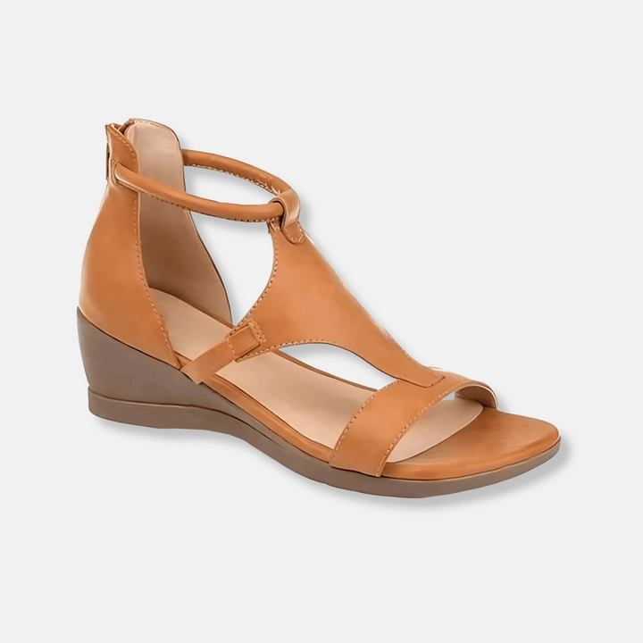 Stylish women's open toe wedge sandals; versatile summer footwear for casual wear or elegant party occasions.