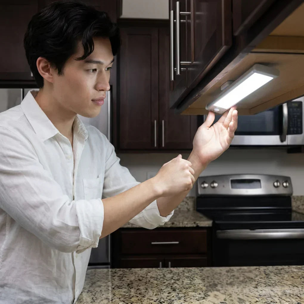 Rechargeable motion sensor LED light for closets, stairs, kitchen. Wireless, magnetic, easy stick-on home lighting.