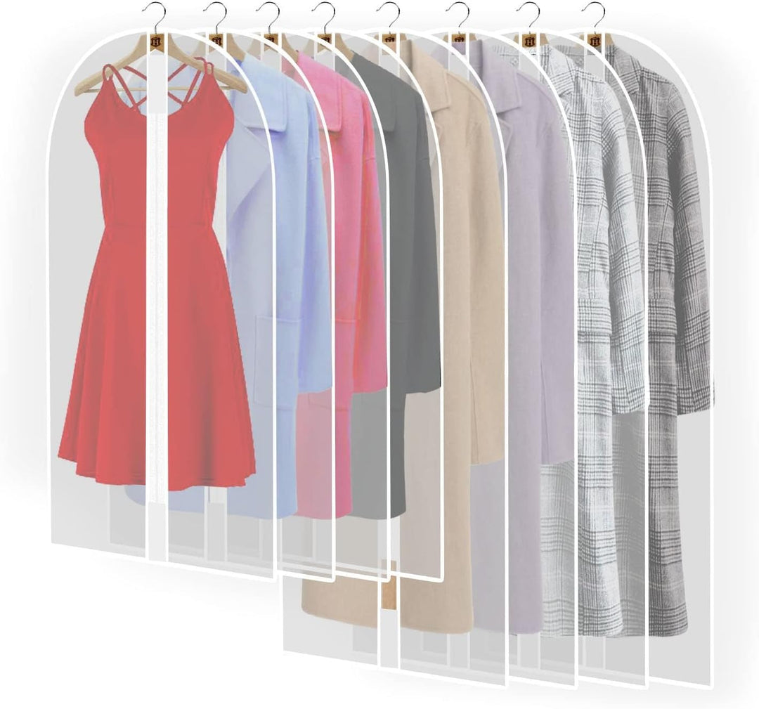 Extra long 71-inch garment bag for dresses, preventing dust, dirt, and wrinkles effectively.