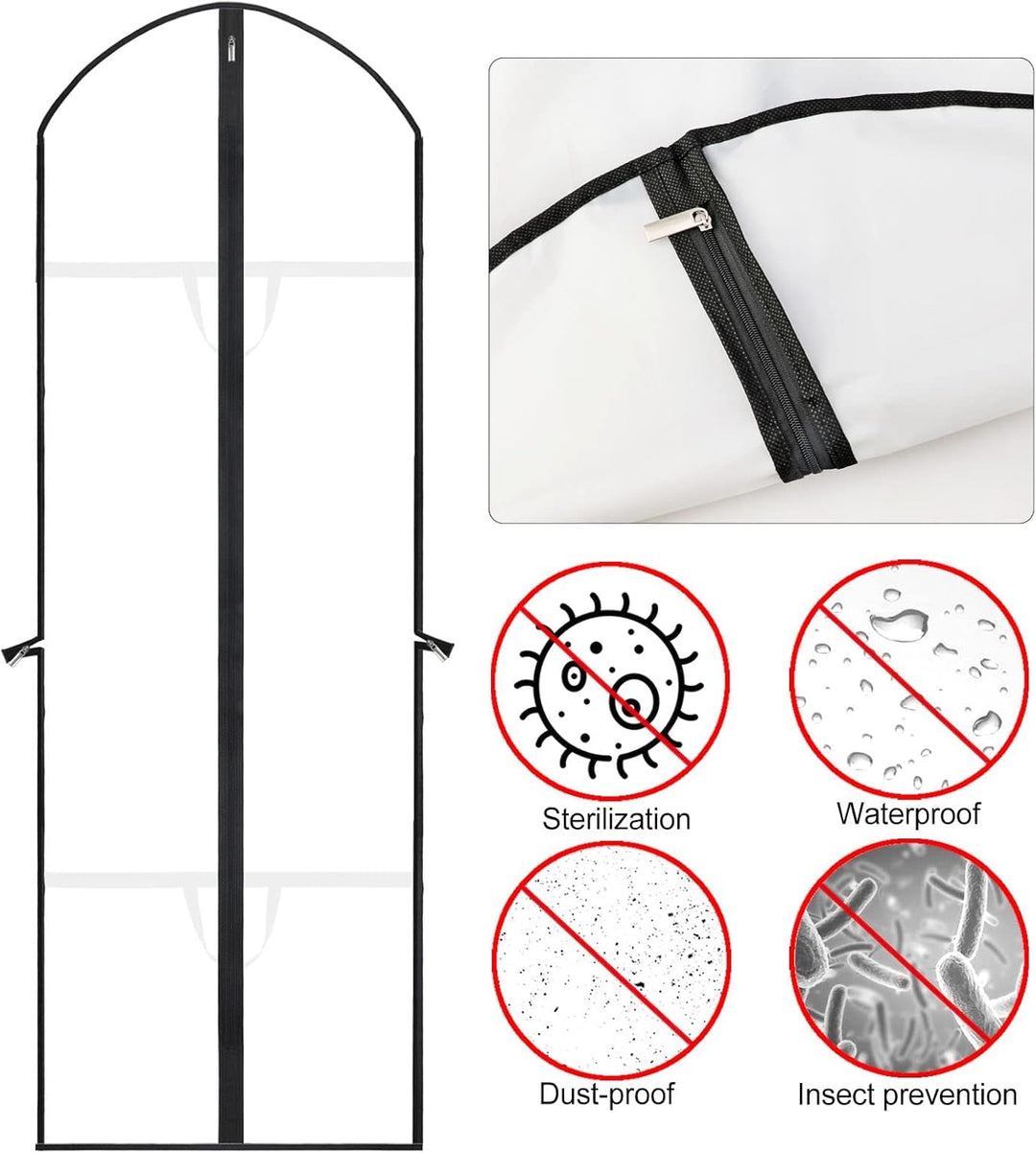 Large capacity 71" garment bag for multiple dresses, ideal for seasonal storage.