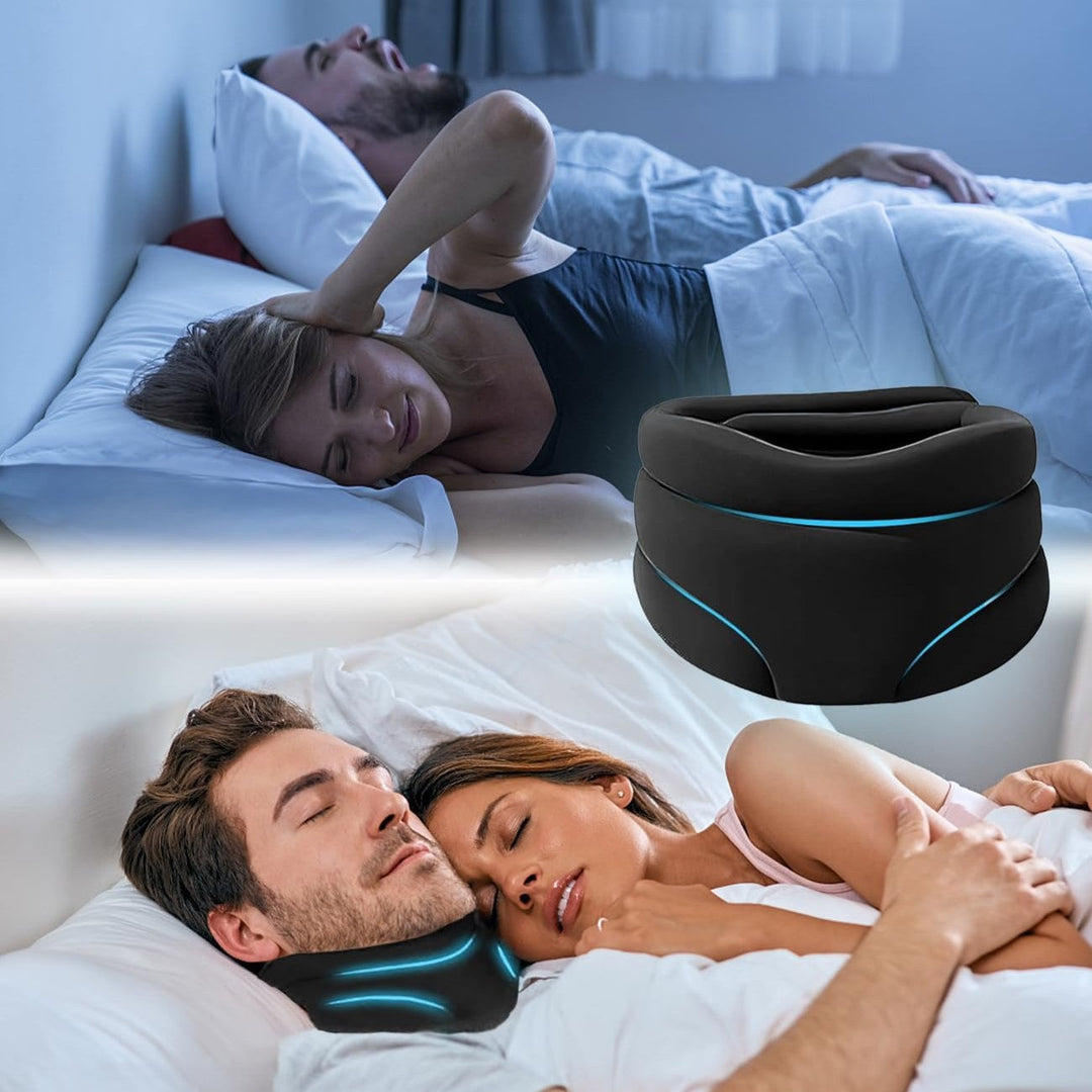 Ergonomic sleep enhancer pillow, designed for snore relief, offering comfortable neck support for all sleepers.
