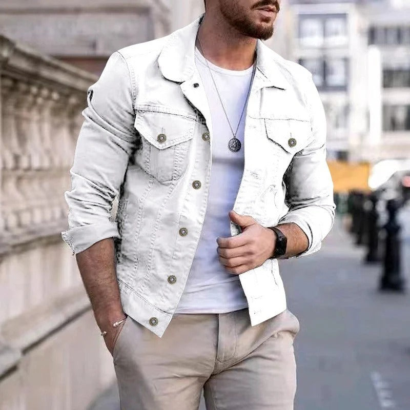 New men's classic button-up jacket, a timeless all-season outerwear piece for sophisticated casual wear.