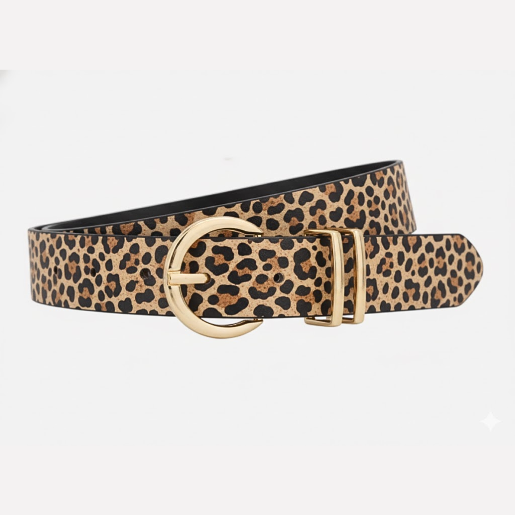 Versatile women's adjustable faux leather belts with shiny gold buckles. Practical for everyday wear.