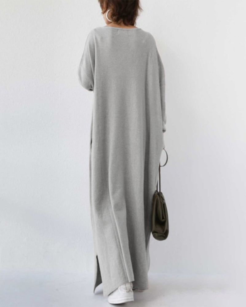Versatile women's elegant winter maxi dress with long flowing sleeves, suitable for casual or formal events.