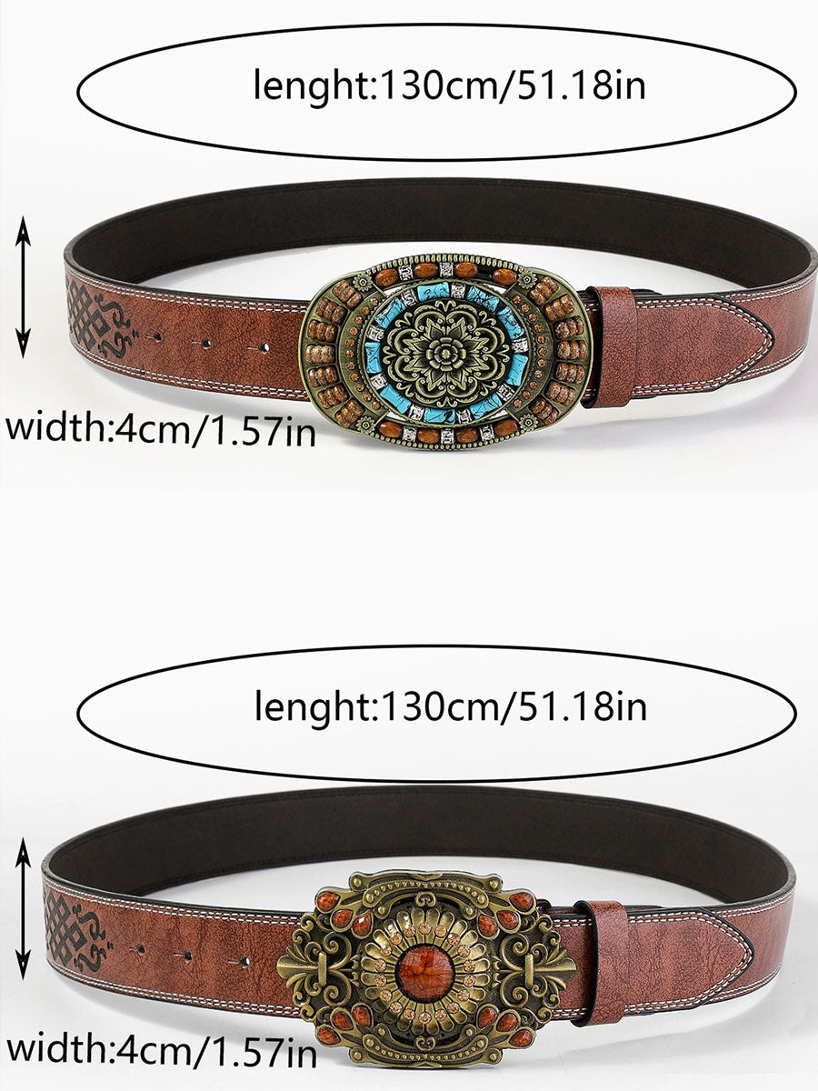 Boho women's vintage flower belt, embellished with sparkling gems, adding a unique touch to casual wear.