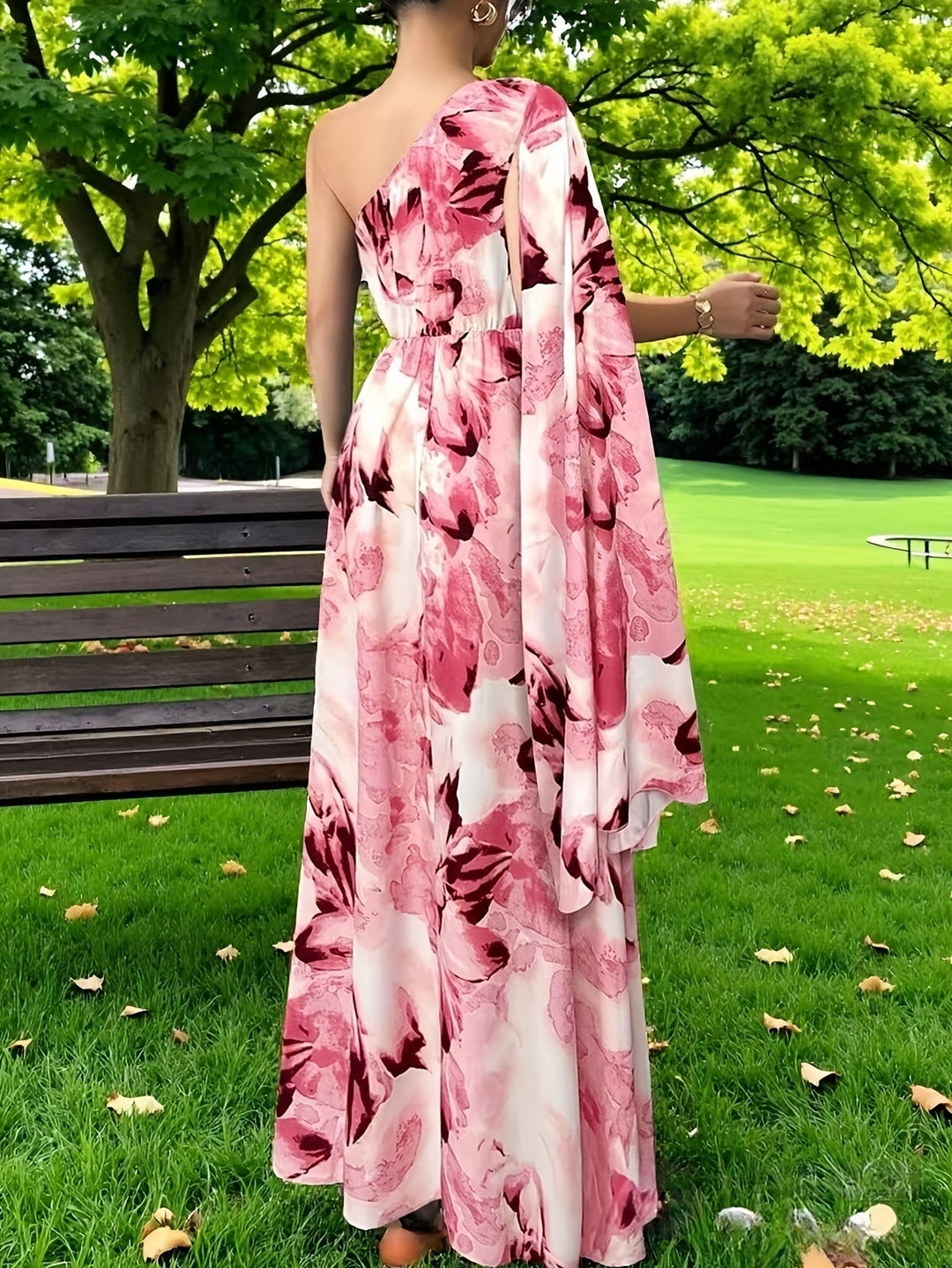 Beautiful Women's One-Shoulder Floral Maxi Dress. Elegant occasion wear with a stunning silhouette.