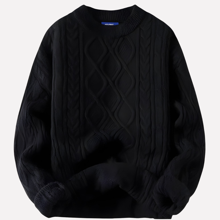 Oversized women's vintage 90s cable knit crewneck pullover, a cozy knit for ultimate comfort & style.