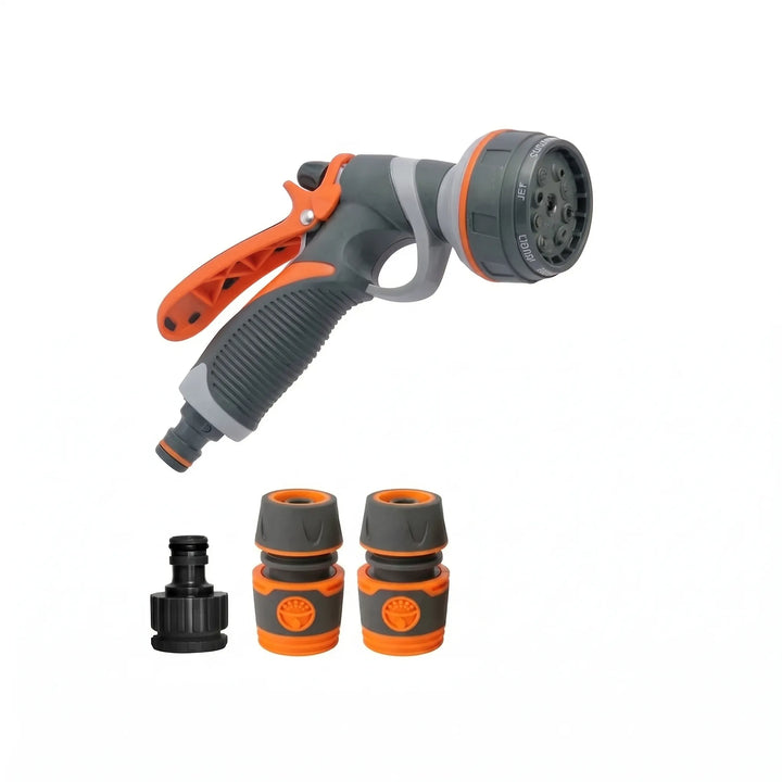 Compact adjustable garden hose sprayer for precise watering, car wash, and general outdoor cleaning.