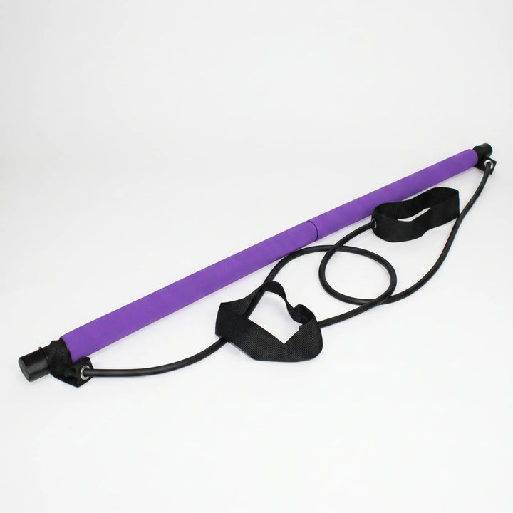 Unisex Pilates stick with resistance bands for full body fitness. Great portable home gym workout tool.