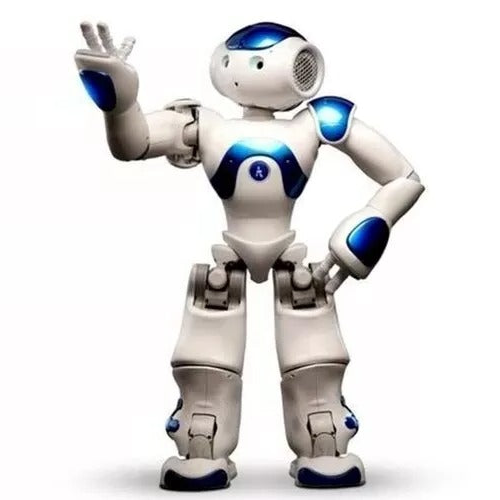 AI companion robot, sleek design, for smart homes. Multi-language intelligent assistant tech gadget.