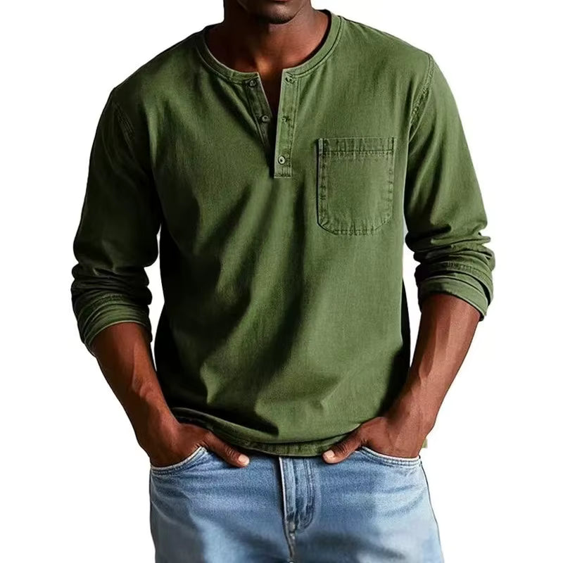 Men's Casual Long Sleeve Henley Shirt