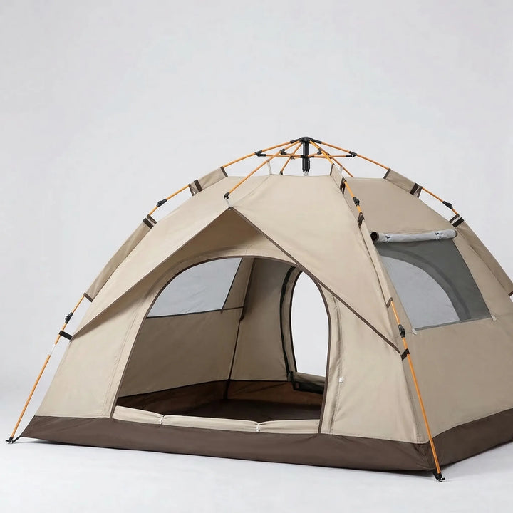 Portable 2-3 person dome camping tent, quick setup for hiking & travel, water repellent & UV protected outdoor shelter.