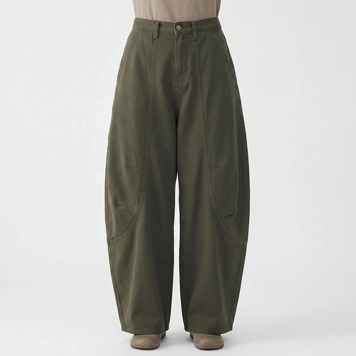 Loose fit women's barrel-leg pants, low rise baggy trousers for a comfortable & fashionable look.