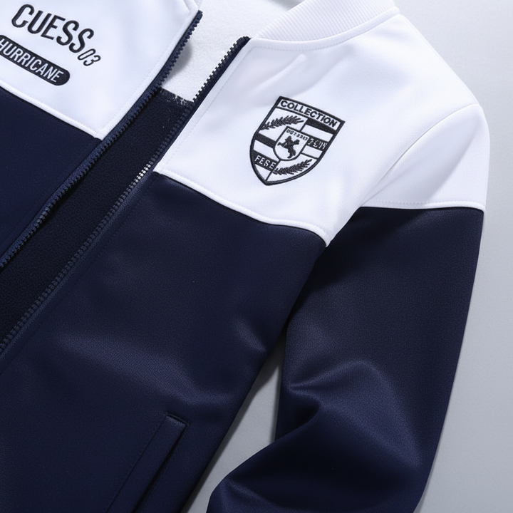 Eddie men's baseball track suit with athletic stripes, a two-piece activewear set.