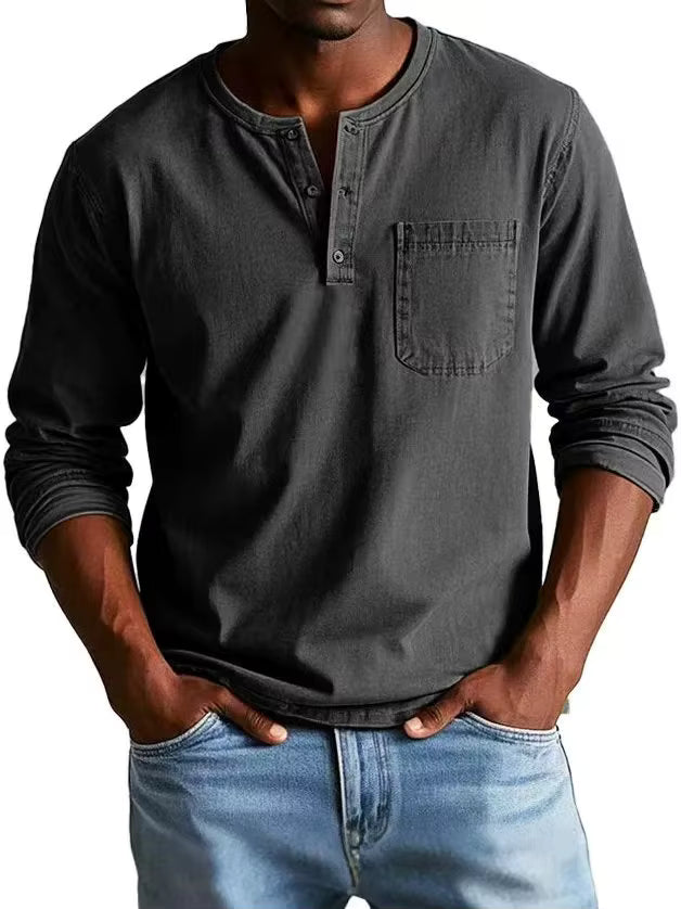 Men's Casual Long Sleeve Henley Shirt
