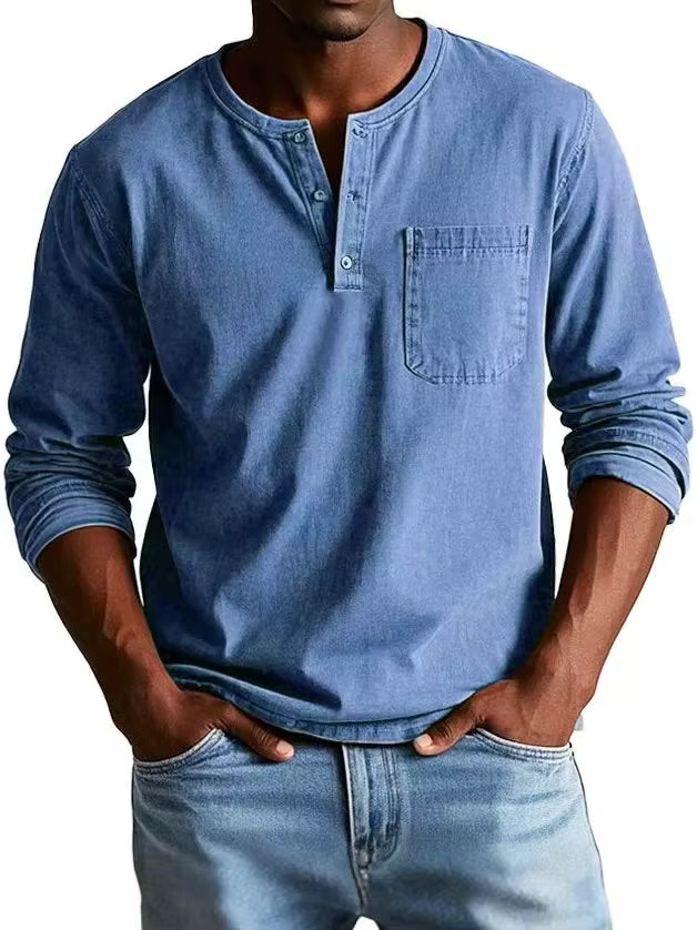 Men's Casual Long Sleeve Henley Shirt