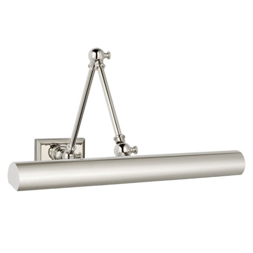 Contemporary adjustable LED wall light (12") for art displays. Brass, dimmable modern gallery lighting.